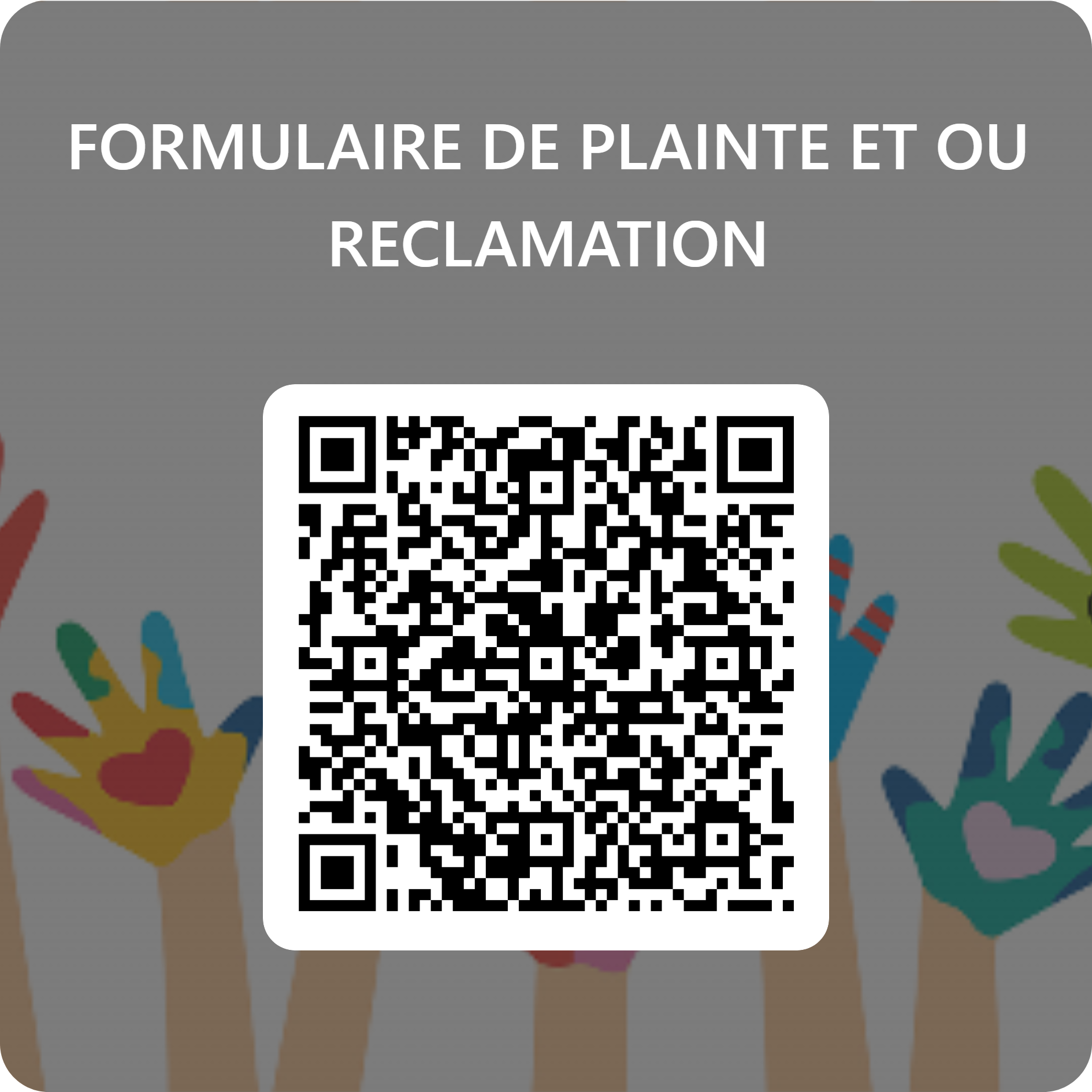 QR code – Formulaire de plainte et/ou réclamation